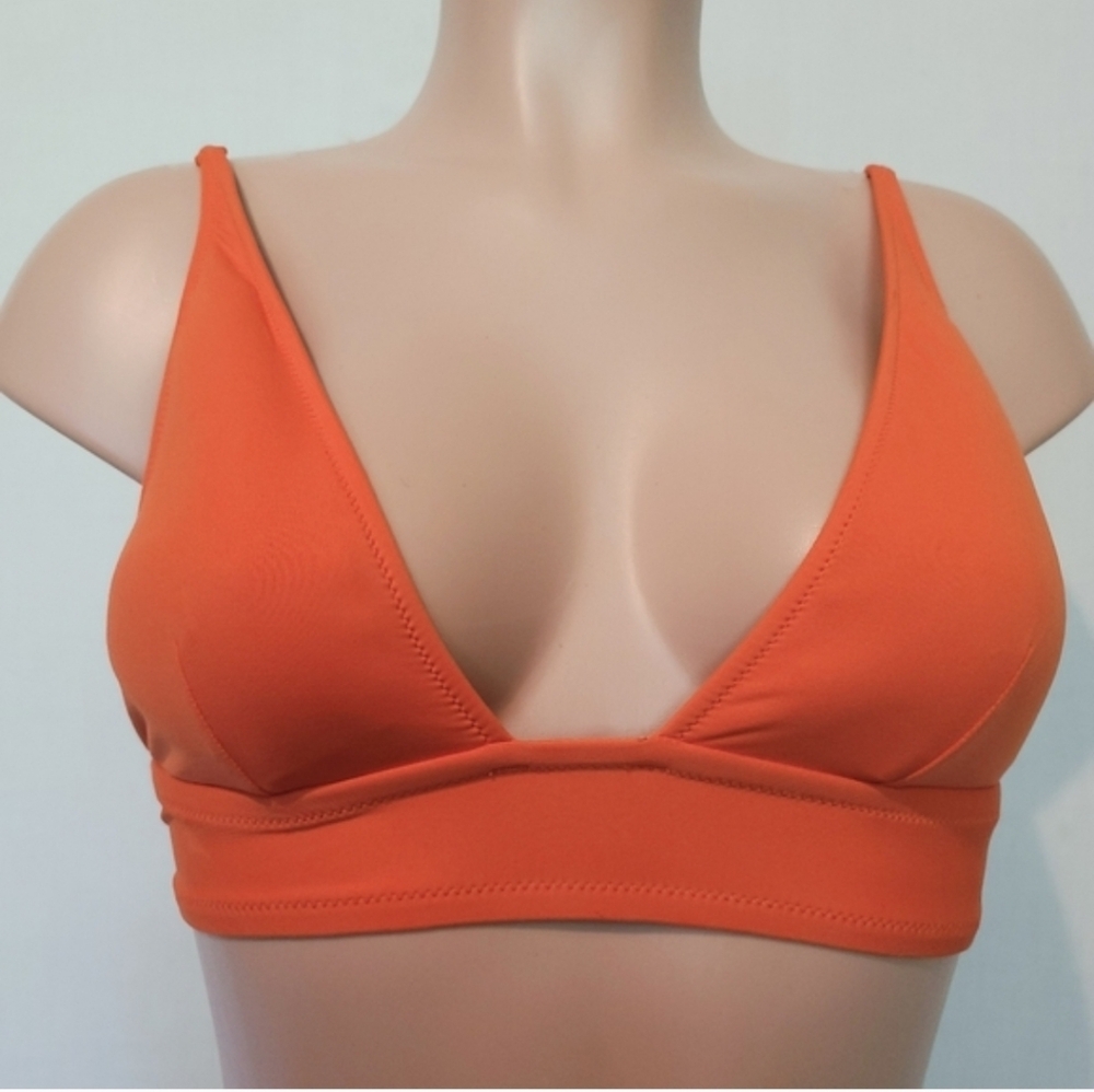 J.Crew Bright Orange Triangle Bikini Top Size S Adjustable Straps